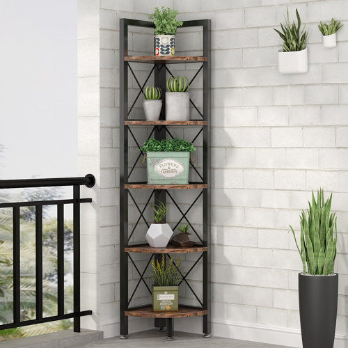 17 Stories Ruckersville 63'' H x 12.2'' W Iron Corner Bookcase & Reviews Wayfair